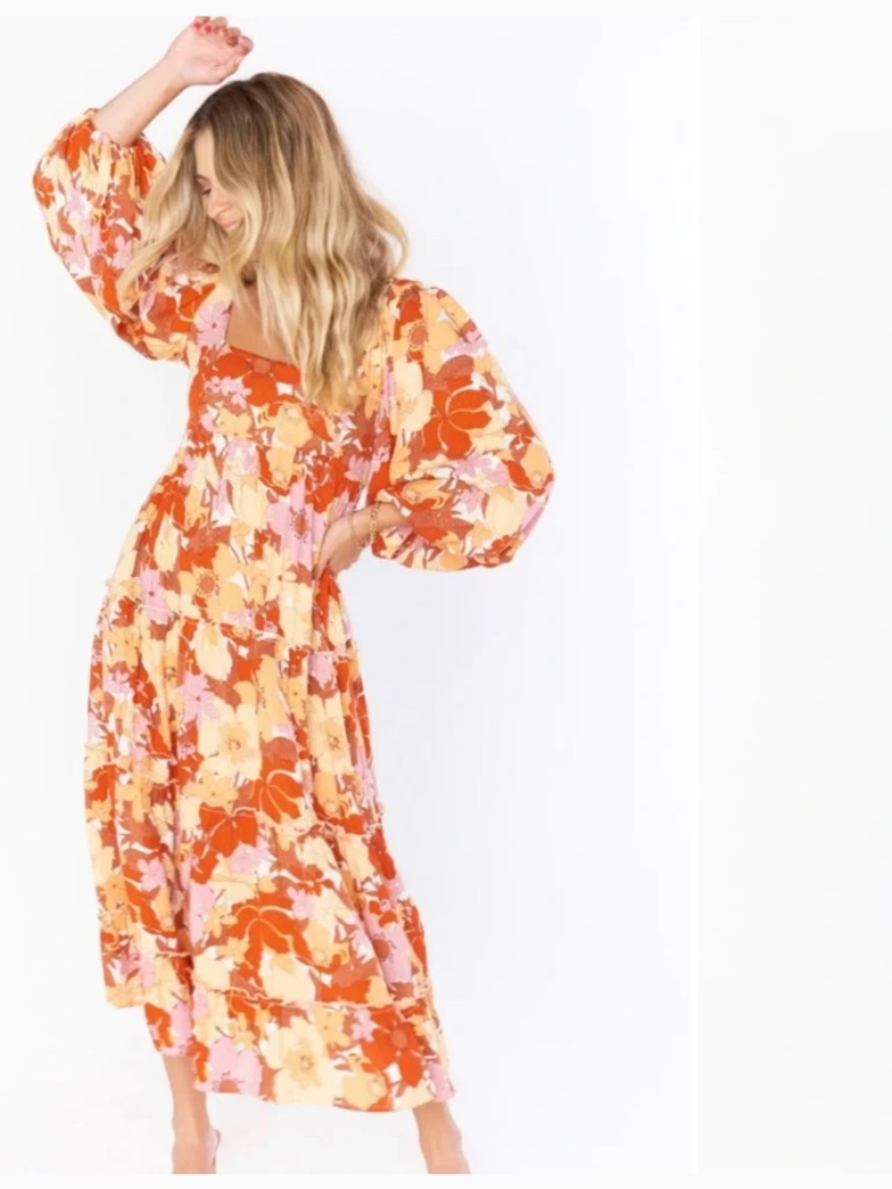 Show Me Your Mumu Elaina Midi Dress Poppy Bloom Floral Print Size Medium